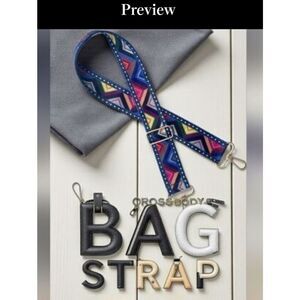 Boho Colorful Crossbody Bag Strap- Choose Blue , Black Or Tan